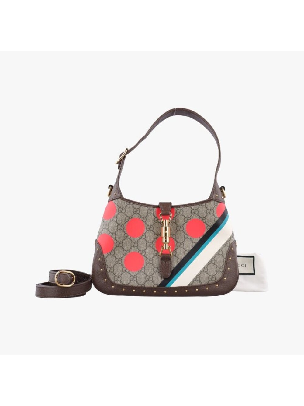 Gucci Jackie Beige Multicolor Leather Shoulder Bag